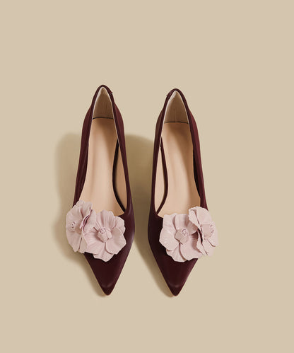 Mulberry Faux Leather Splicing High Heel Shoes Pointed Toe