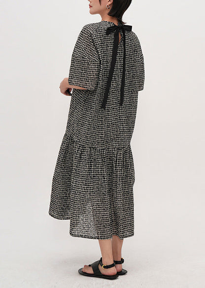 Black Oversized Print Cotton Maxi Dresses Summer
