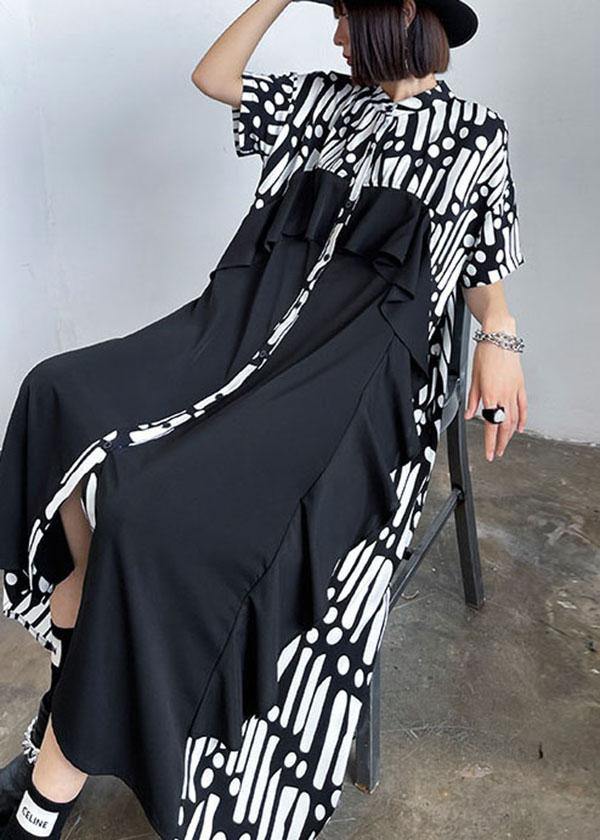 Ruffles Patchwork Button Down Ankle Dress