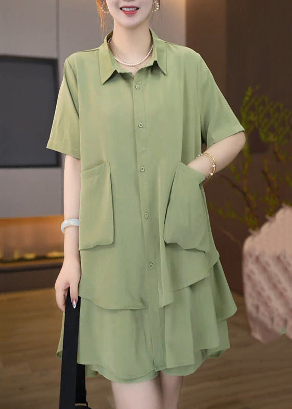 Fruit Green Oversized Patchwork Two-piece Set Summer