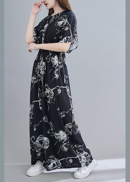 New Black Print Jumpsuit Loose Jumpsuit