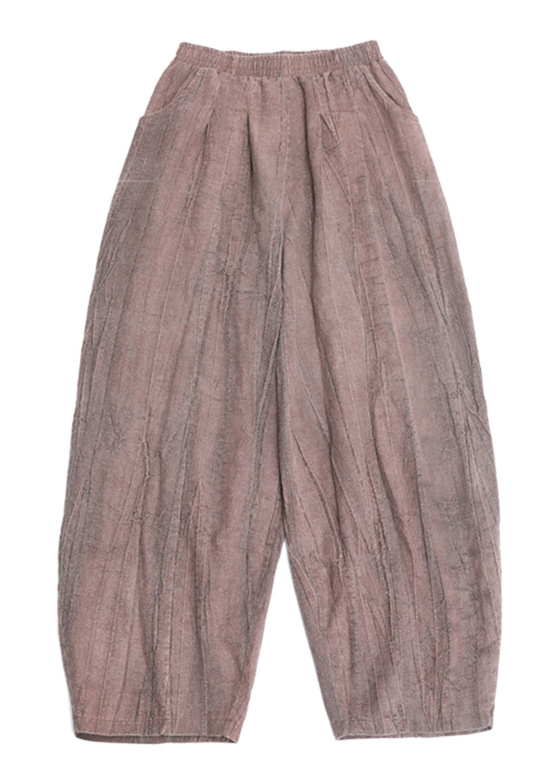 Light Coffee Pockets Patchwork Linen Lantern Pants Fall