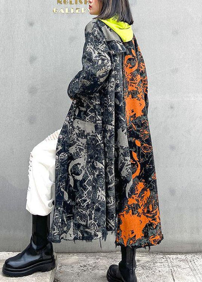 Art Pockets Button Asymmetrical Design Fall Hoodie Coat Long Sleeve