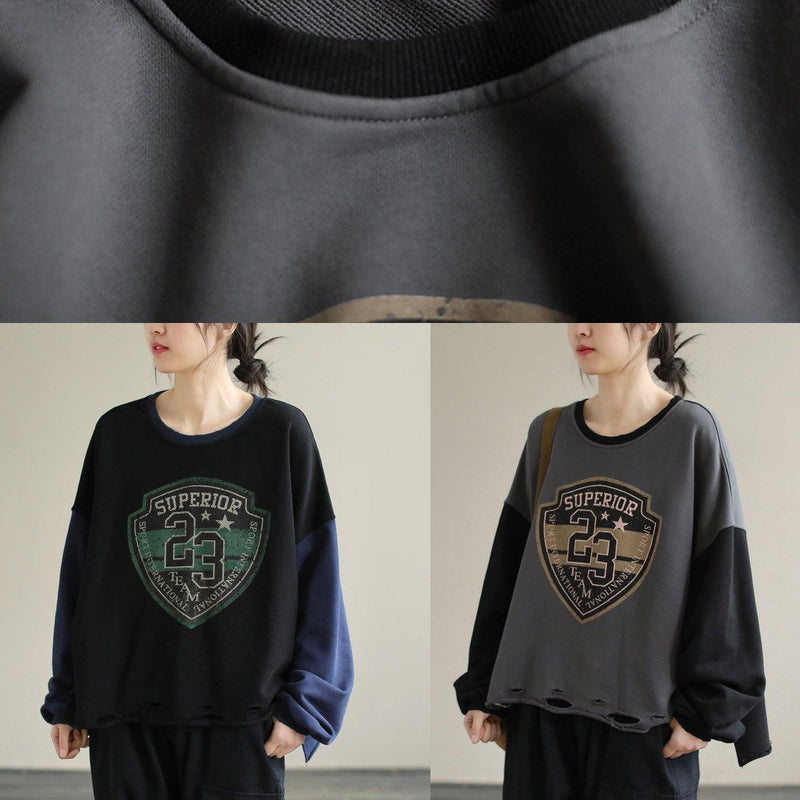 Patchwork Cotton Springtunics for Fabrics Black Alphabet Prints Top