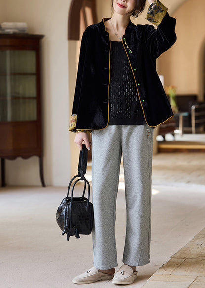 Fine Jacquard Wear on Both Sides Silk Velvet Coat Outwear Spring