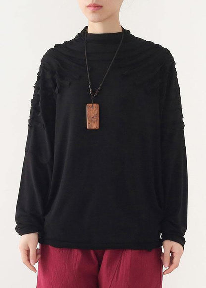 Boutique Black O-neck Fall Cotton Cozy Sweater
