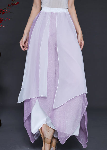 Purple Asymmetrical Chiffon Dance Skirt Pants Summer