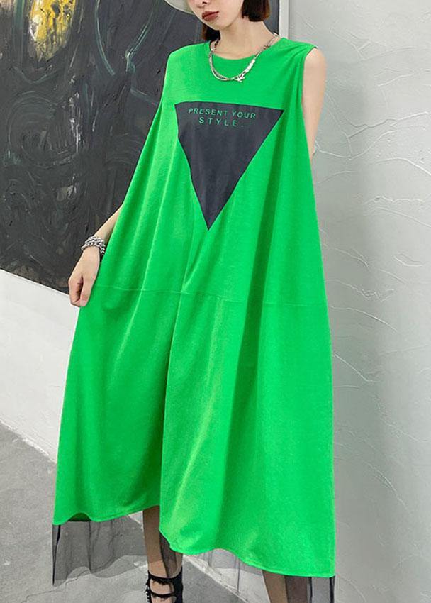 Green Patchwork Tulle Sleeveless Summer Dress
