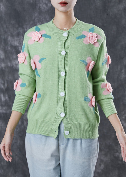 Style Green Stereoscopic Cozy Knit Cardigan Spring