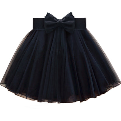 Handmade Black Bow Tulle Tiered Skirt Summer