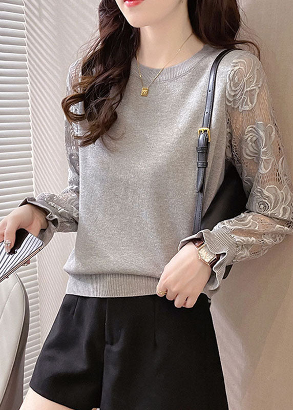 Diy Grey Lace Patchwork Top Fall