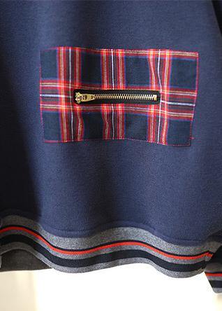Art Patchwork Plaid Spring Tops Blue Shirts