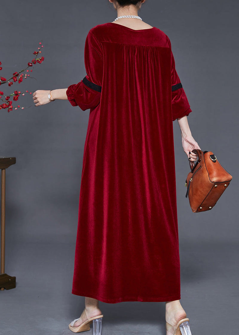 Mulberry Oversized Patchwork Lace Silk Velour Dress Fall
