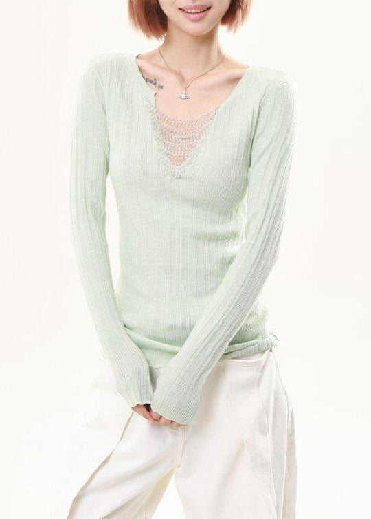 Lavender Tasseled Patchwork Knit Tops Spring