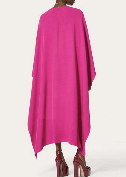 Rose Asymmetrical Design Holiday Maxi Dress Fall