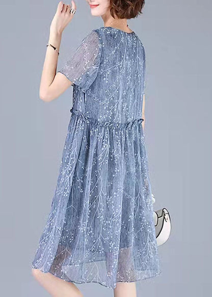 Pink Embroidery Chiffon Dress Patchwork Half Sleeve Two Piece Set Clothing