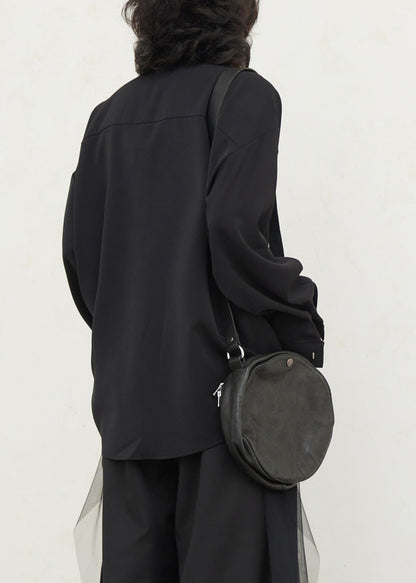Chinese Style Black Peter Pan Collar Tops Lantern Sleeve