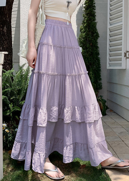 Purple Elastic Waist Draping a Line Skirts Summer