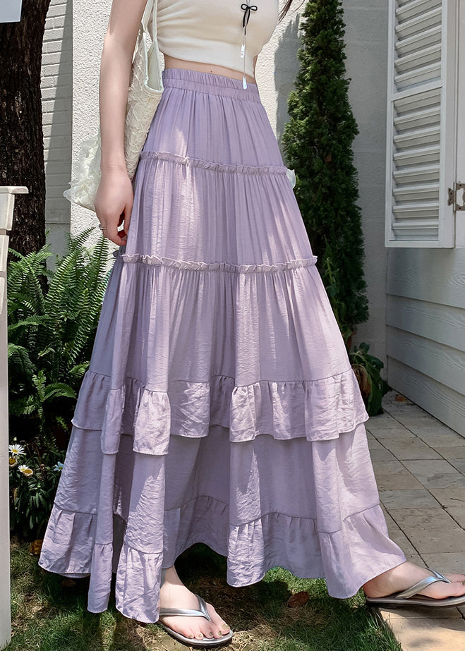 Purple Elastic Waist Draping a Line Skirts Summer