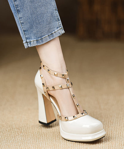 Mulberry Sandals Chunky Sheepskin Splicing Rivet