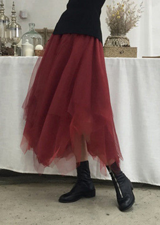 Mulberry Asymmetrical Tulle Skirts Spring