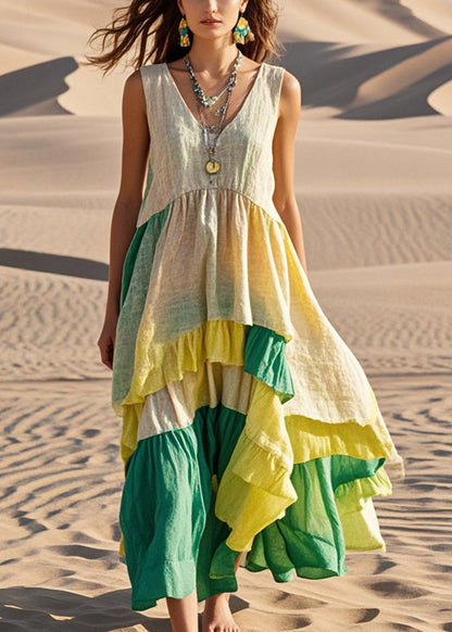 Oversized Patchwork Exra Large Hem Cotton Long Dress Summer