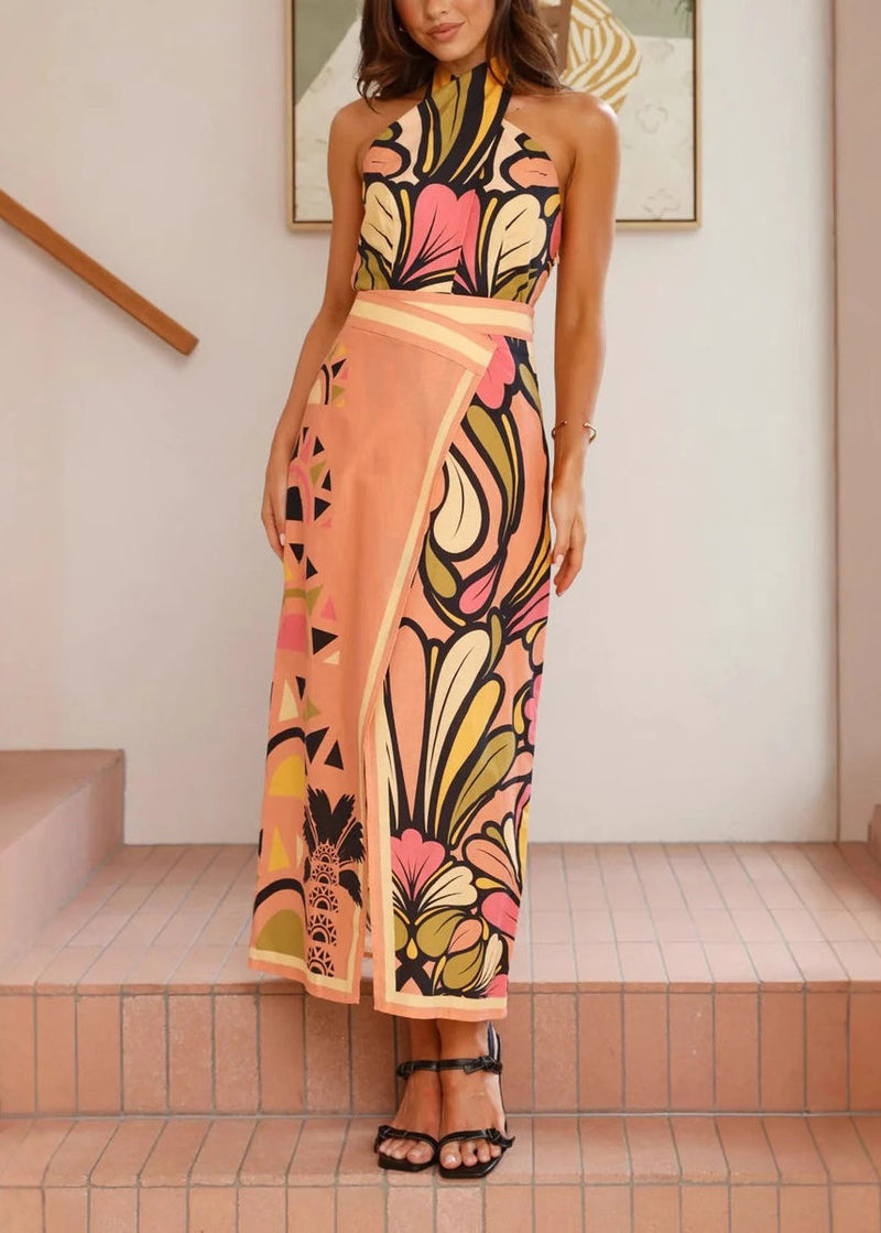 Cold Shoulder Top and Maxi Skirts Two Piece Set Sleeveless