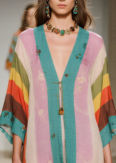 Colorblock Oversized Print Cotton Vacation Dresses Summer