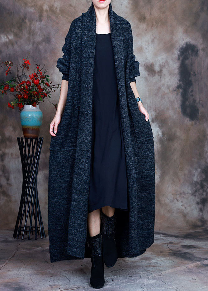 Navy V Neck Fall Knit Loose Cardigans Sweaters