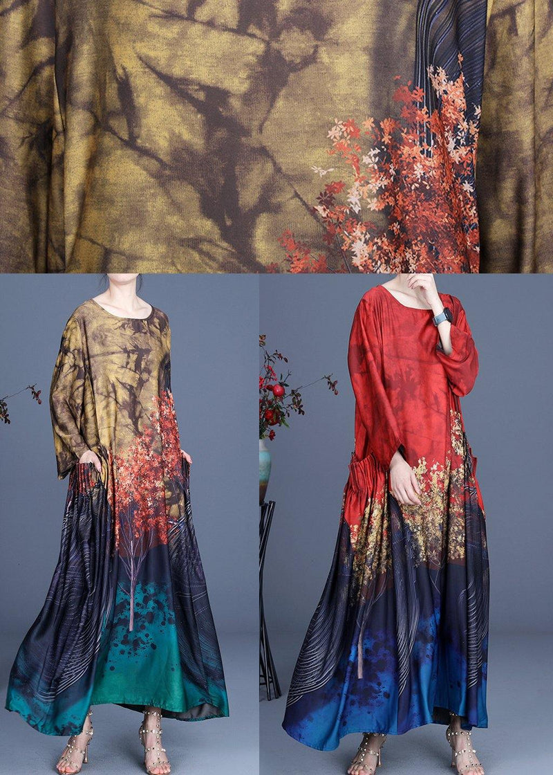 French Red Print Asymmetrical Design Summer Spring Vacation Dresses