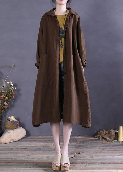 Chocolate Button Cotton Coat Spring