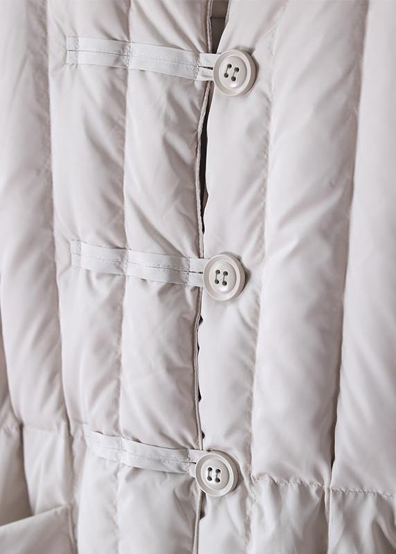 - Winter Overcoat Beige Hooded Large Pockets Coat