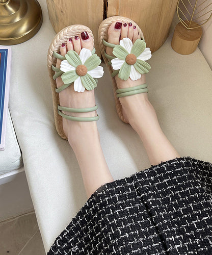 Yellow Splicing Peep Toe Slide Sandals