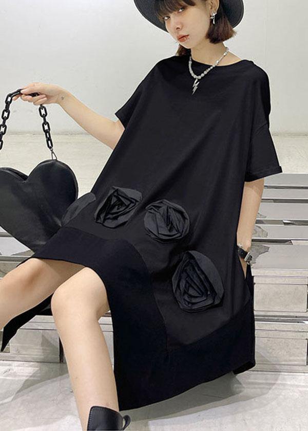 White Patchwork Asymmetrical Design Summer Cotton Mini Dress