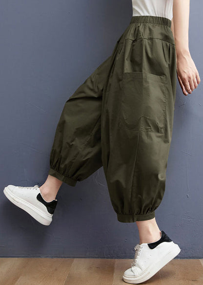 Army Green Pocket Patchwork Harempants Spring