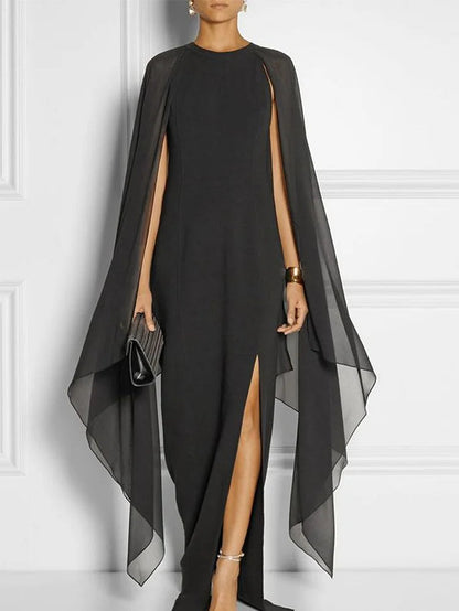 Thigh Split Hem Cloak Sleeve Maxi Dress Summer