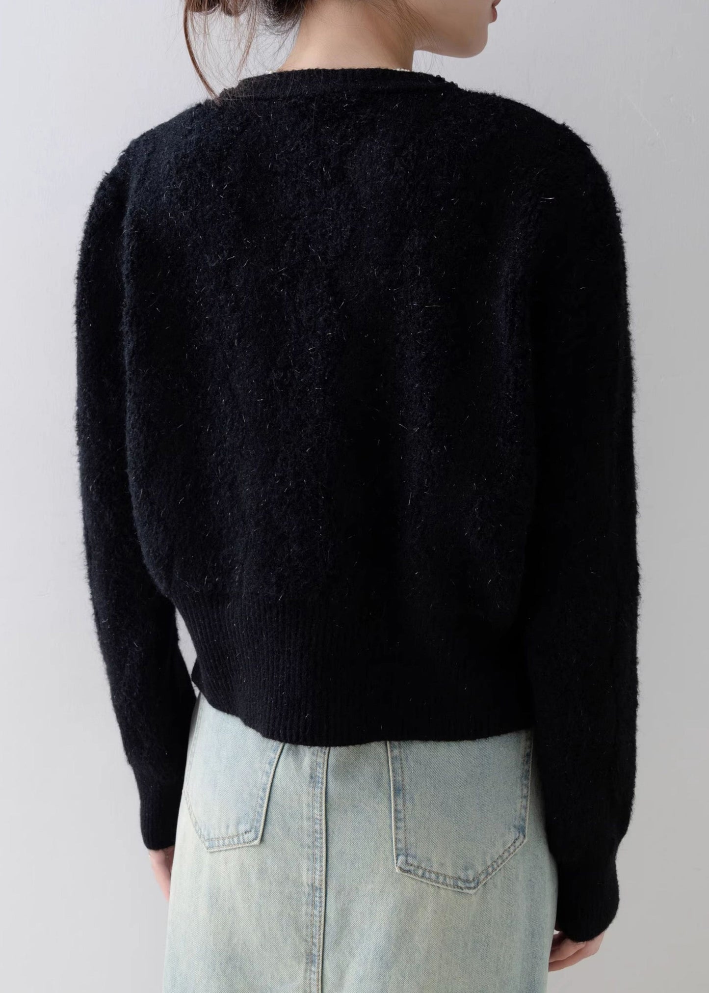 Black O Neck Button Knit Cardigans Spring