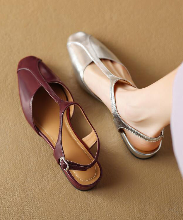 Mulberry Sandals Cowhide Leather Splicing Hollow Out