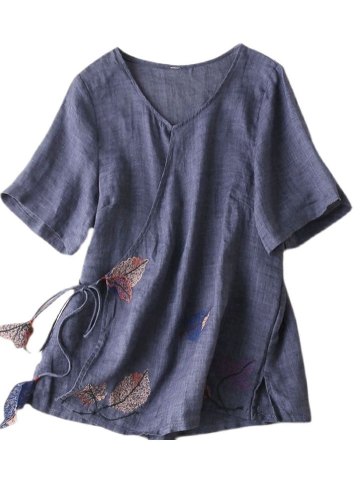 White Embroideried Tie Waist Linen Tank Summer