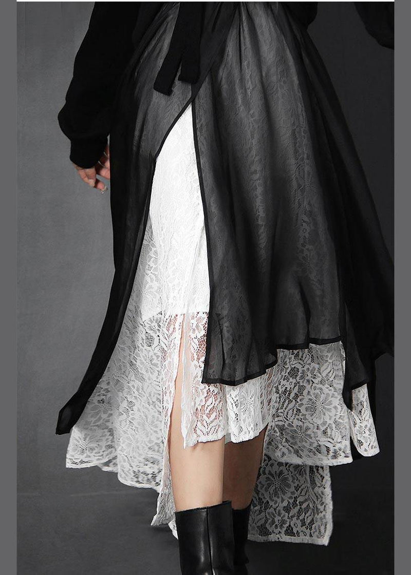 French Black Hollow Out Asymmetrical Design Summer Skirts