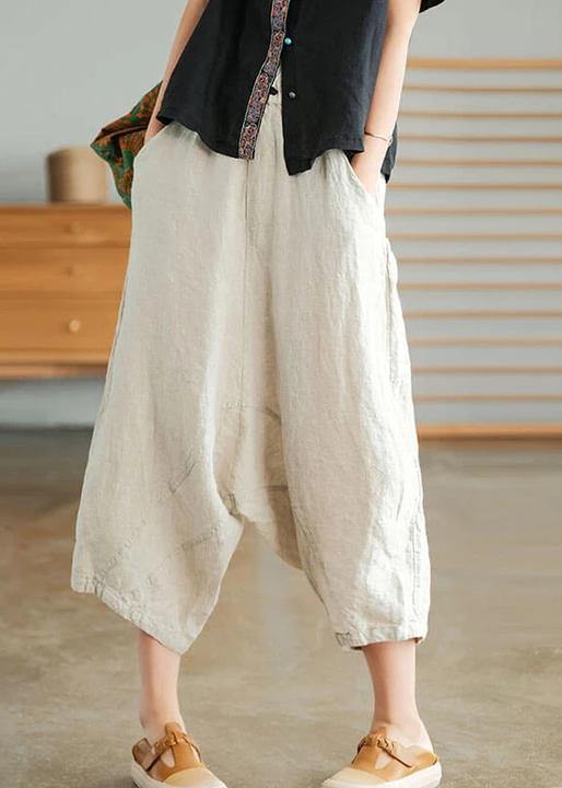 Beige Color Linen Pocket Pants