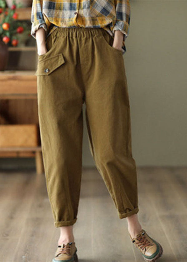 Red Elastic Waist Oversized Cotton Harem Pants Fall