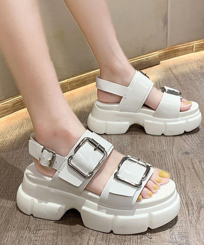 Platform White Hiking Sandals Buckle Strap Platform Best Sandals for Walking