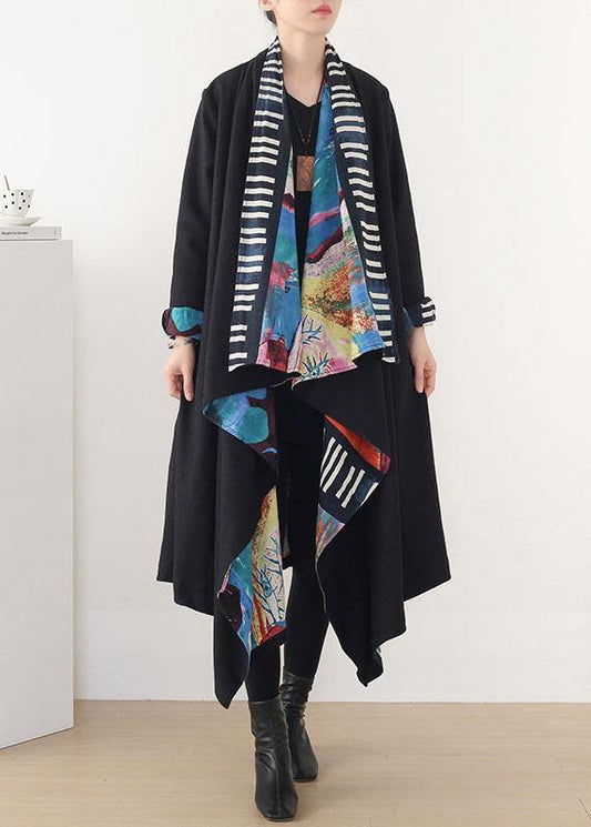 Boutique Black Green Retro Print Fall Cardigan Long Sleeve