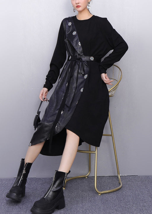 Fall Modern Black Minimalist False Two Pieces Dress