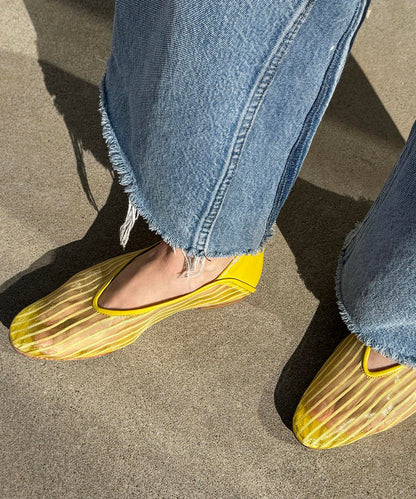 Yellow Breathable Mesh Flat Feet Shoes Splicing Stylish