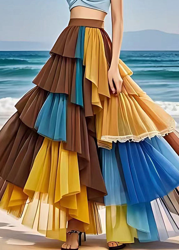 Multi Elastic Waist Chiffon Maxi Pants and Skirts