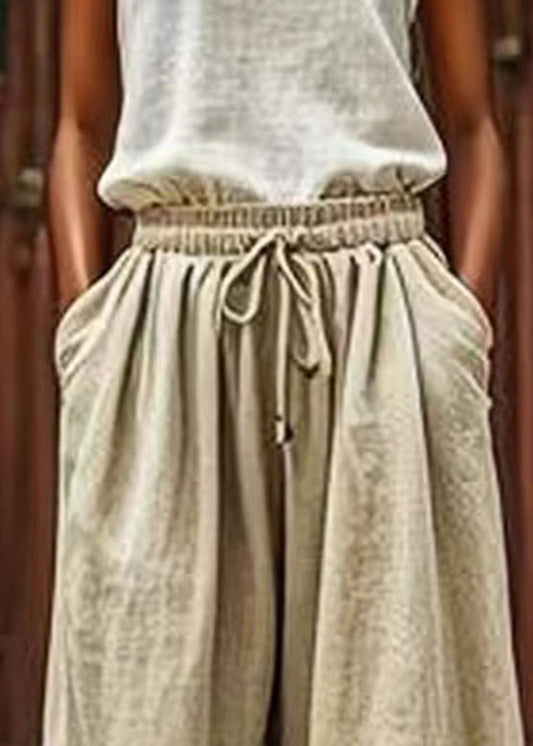 Light Green Elastic Waist Lantern Pants