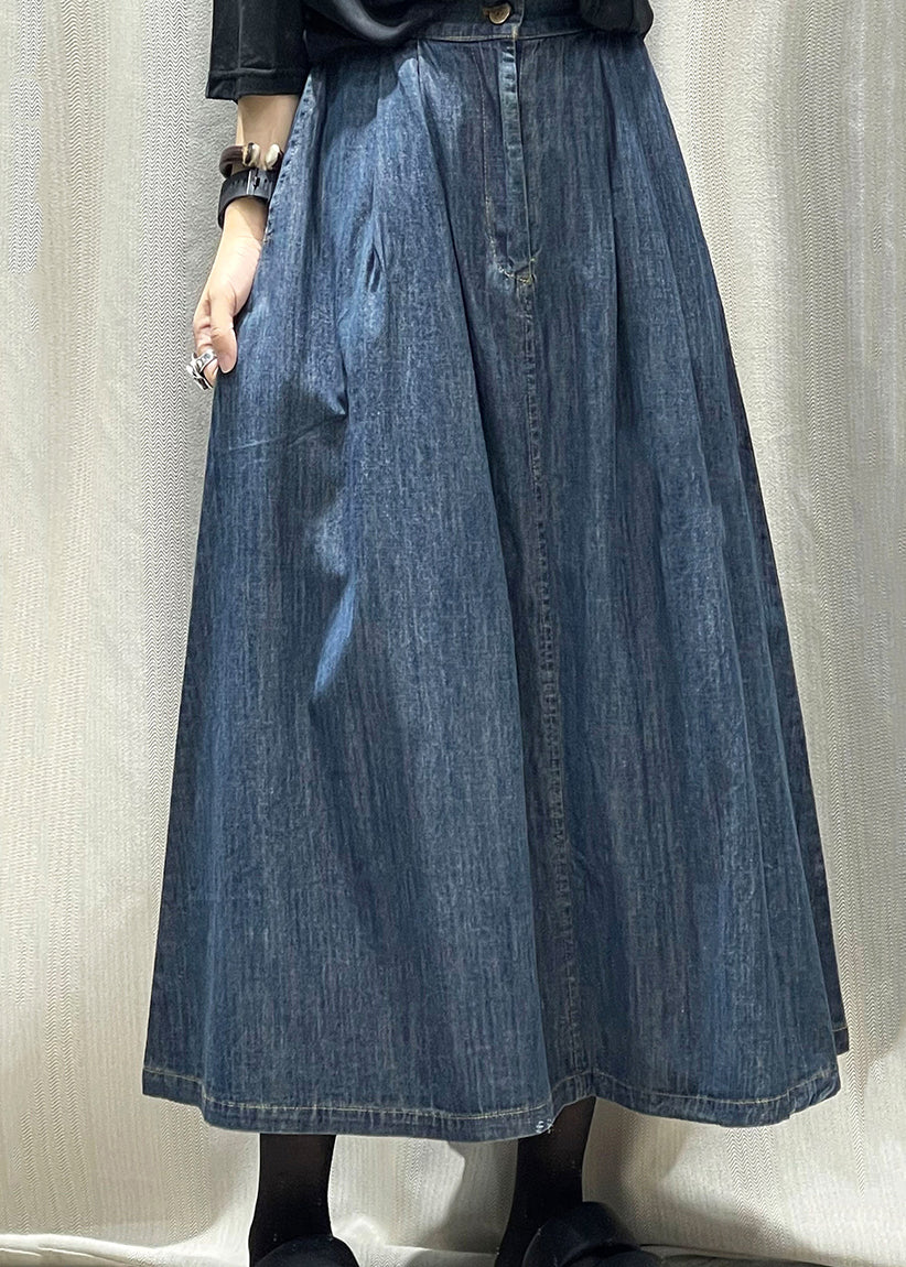 New Deep Blue Thin High Waisted Denim Skirts for Summer