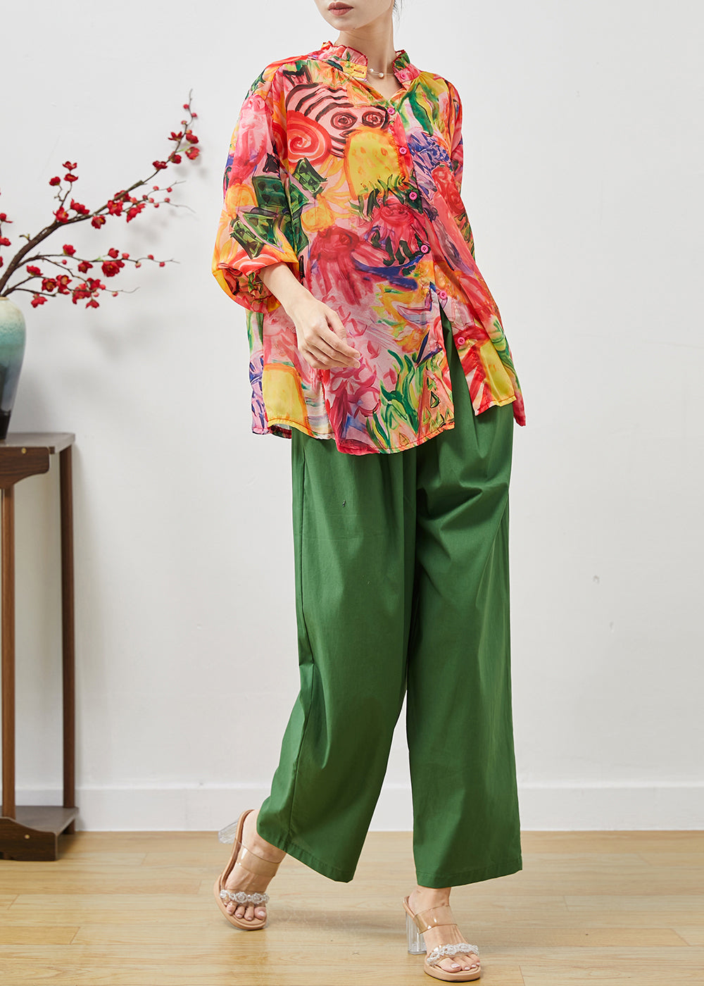 Ruffled Graffiti Print Cotton Sets 2 Pieces Fall
